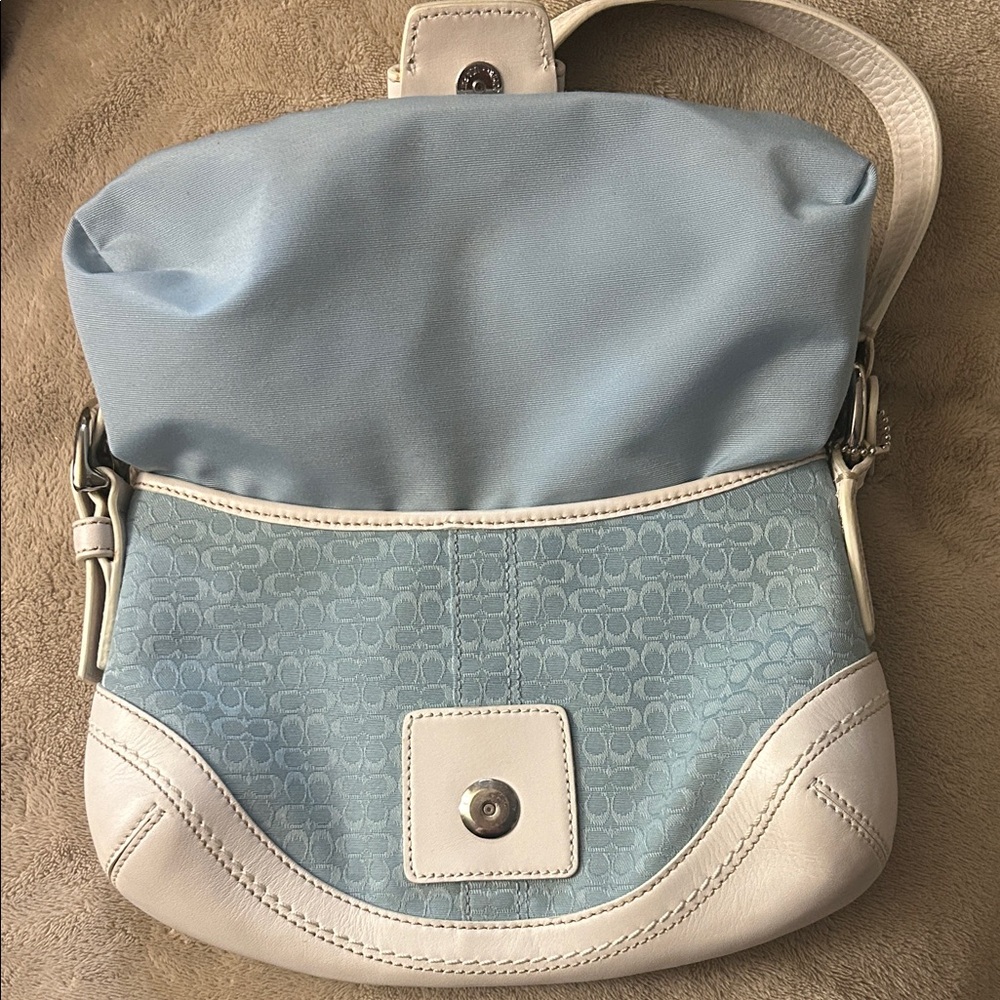 Coach Vintage Soho Y2K Blue-White Shoulder bag. - Picture 5 of 14